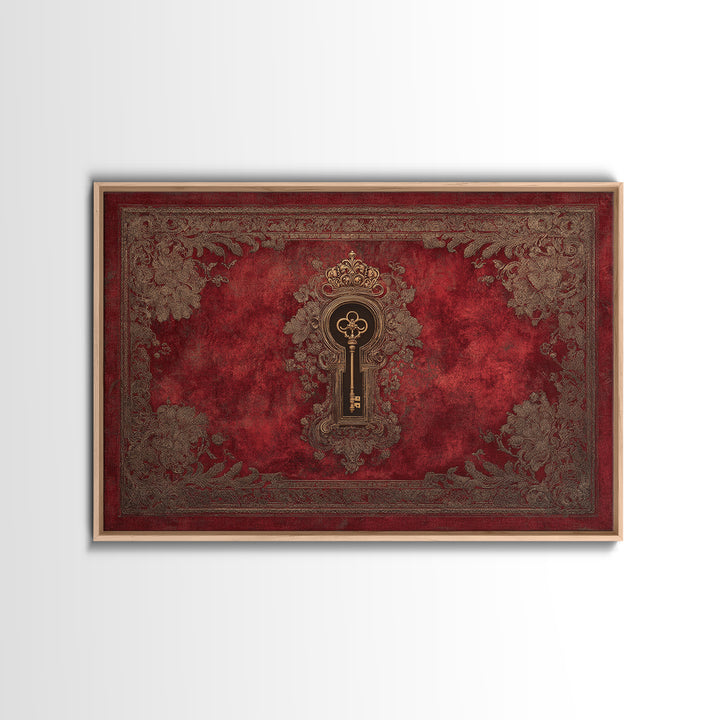 Dark Red Velvet Framed Canvas Print, Baroque Art, Eclectic Wall Art, Living Room Decor, Fine Art, Ornate, Gallery Decor, BAO-3x2-99