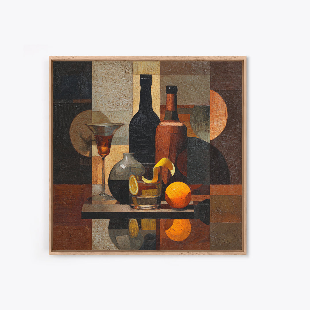 Retro Happy Hour Poster Framed Canvas Print, Bar Art, Digital Print, Bar Decor, Fine Art, Coffee Wall Art, Living Room Art, BAR-1x1-56