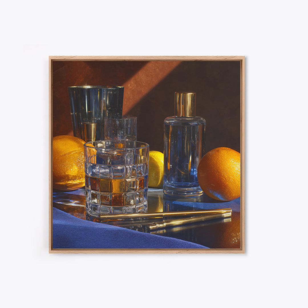 Smoked Glassware Study Canvas Print, Bar Art, Fine Art Print, Bar Decor, Fine Art, Metal Wall Art, Canvas Wall Art, BAR-1x1-95