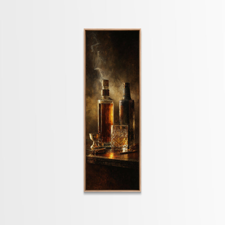 Whiskey Bottle and Cut Crystal Glass Canvas Print, Bar Art, Gallery Decor, Bar Decor, Fine Art, Wall Art, Home Decor, BAR-1x3-38