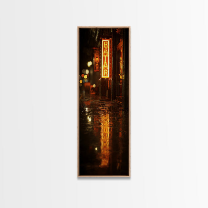 Neon Cocktail Sign Reflected Canvas Print, Bar Art, Living Room Art, Bar Decor, Fine Art, Luxury Decor, Room Decor, BAR-1x3-41