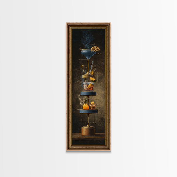 Cocktail Recipe Diagram Styled as Elegant Art Framed Canvas Print, Bar Art, Bar Decor, Fine Art, Statement Artwork, BAR-1x3-80