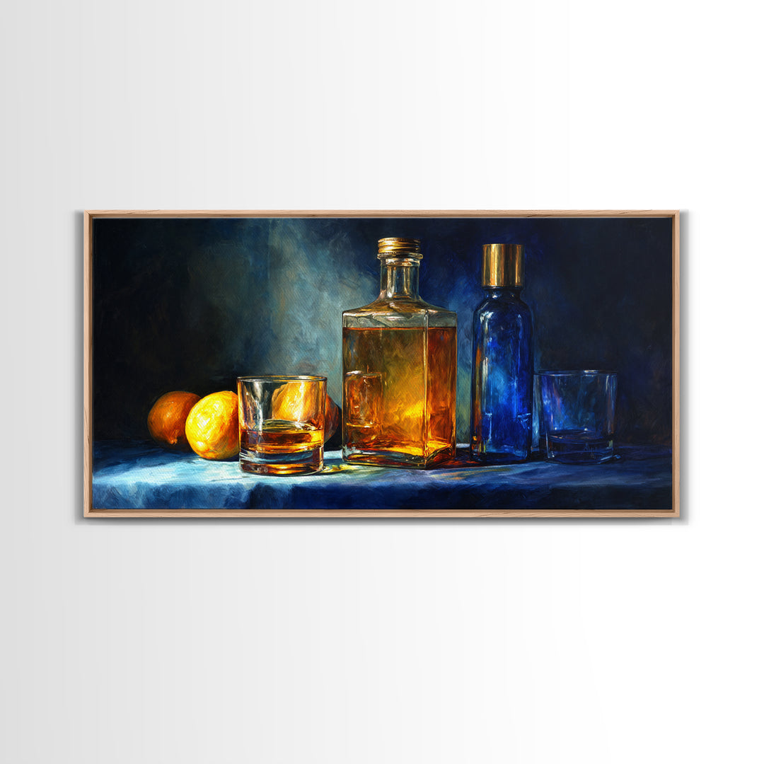 Smoked Glassware Study Framed Canvas Print, Bar Art, Gallery Decor, Bar Decor, Fine Art, Wall Art, Home Decor, BAR-2x1-67