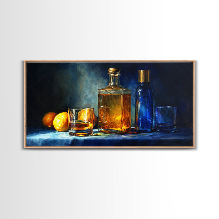 Smoked Glassware Study Framed Canvas Print, Bar Art, Gallery Decor, Bar Decor, Fine Art, Wall Art, Home Decor, BAR-2x1-67