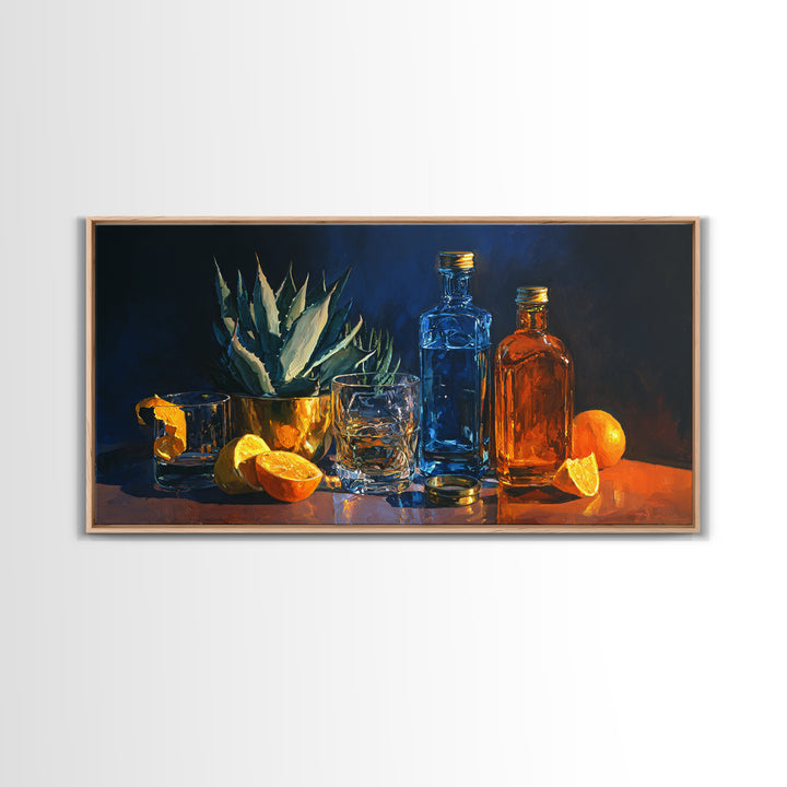 Tequila Agave Plant Study Framed Canvas Print, Bar Art, Luxury Decor, Bar Decor, Fine Art, Canvas Wall Art, Kitchen Decor, BAR-2x1-8
