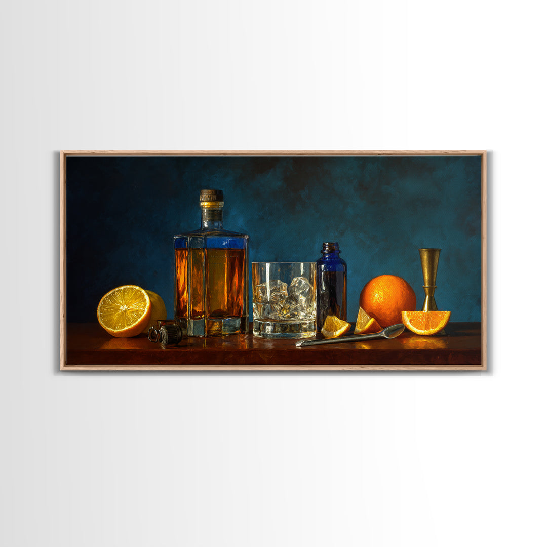 Orange Bitters and Bar Spoon Still Life Canvas Print, Bar Art, Kitchen Wall Decor, Bar Decor, Fine Art, Bar Cart Art, BAR-2x1-89