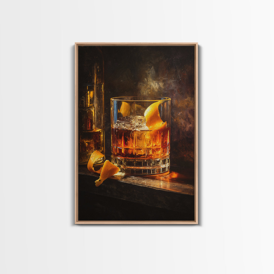Cocktail Recipe Diagram Styled as Elegant Art Framed Canvas Print, Bar Art, Art Print, Bar Decor, Fine Art, Kitchen Wall Decor, BAR-2x3-100