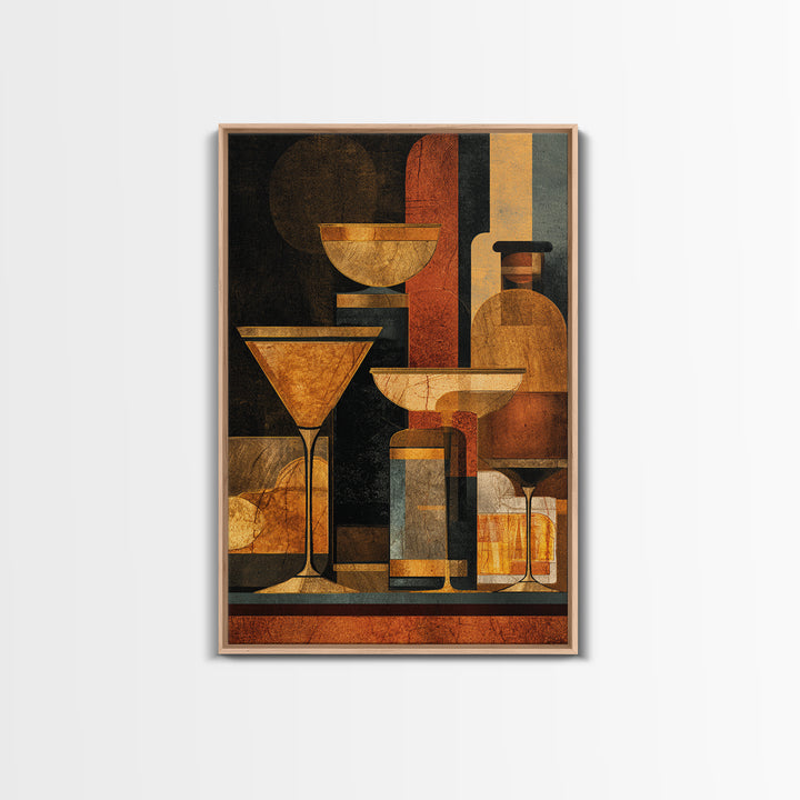 Retro Happy Hour Poster Canvas Print, Bar Art, Gallery Decor, Bar Decor, Fine Art, Wall Art, Home Decor, Wall Decor, BAR-2x3-16