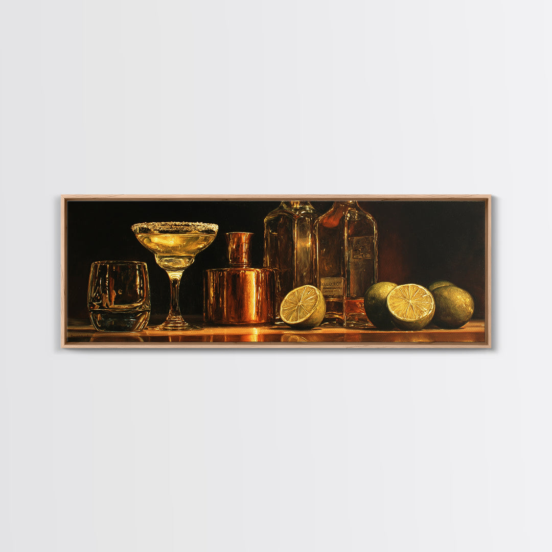 Classic Margarita with Salt Rim and Lime Canvas Print, Bar Art, Fine Art Print, Bar Decor, Fine Art, Metal Wall Art, BAR-3x1-3
