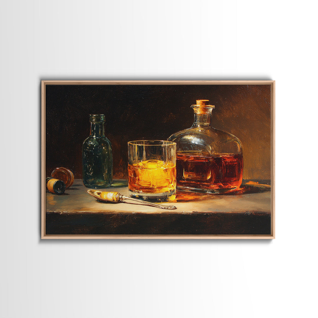 Orange Bitters and Bar Spoon Still Life Framed Canvas Print, Bar Art, Coffee Bar, Bar Decor, Abstract Art, Room Decor, BAR-3x2-25