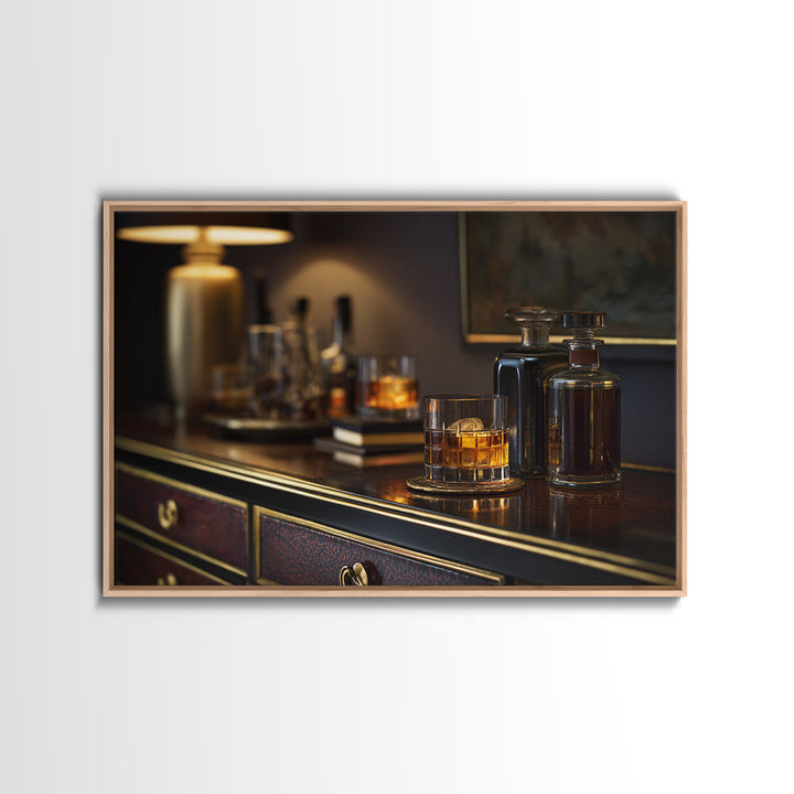Midnight Manhattan Cocktail Framed Canvas Print, Bar Art, Bar Signs, Bar Decor, Fine Art, Modern Decor, Fine Art Print, BAR-3x2-28