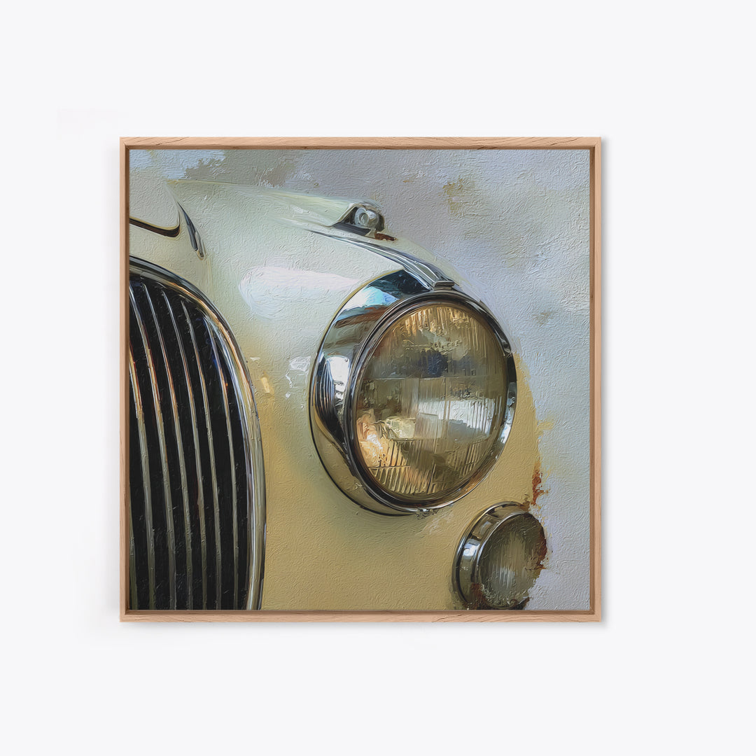 Classic Car Front Grill Closeup Canvas Print, Basement Art, Digital Art Download, Living Room Decor, Oil Painting, Retreat, BAS-1x1-22