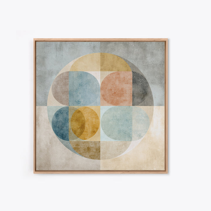 Dartboard Circular Color Composition Framed Canvas Print, Basement Art, Cocktail Prints, Living Room Decor, Abstract Art, BAS-1x1-42