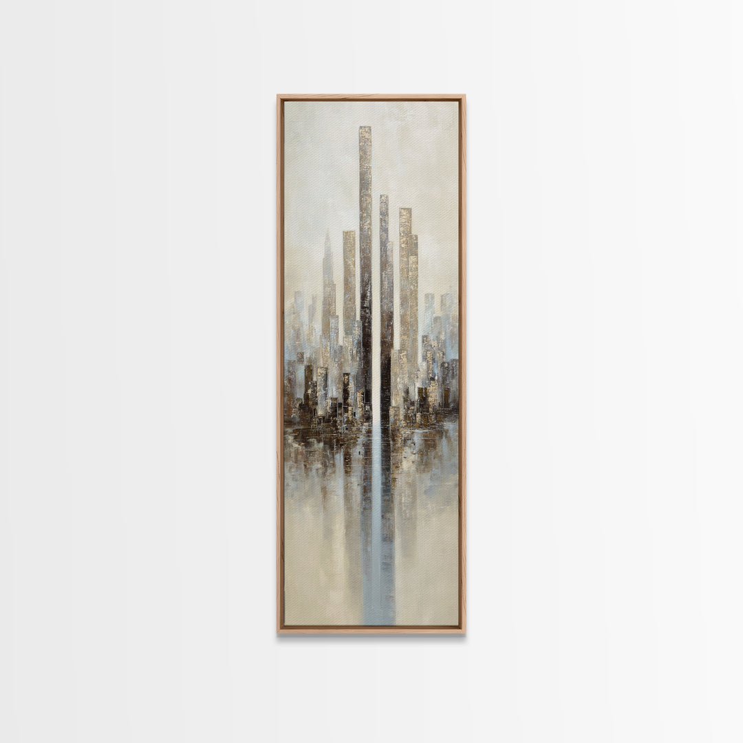 Dark Abstract City Skyline Canvas Print, Basement Art, Classroom Decor, Living Room Decor, Abstract Art, Retreat, BAS-1x3-43
