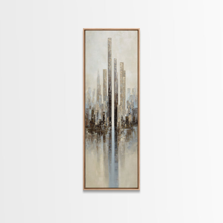 Dark Abstract City Skyline Canvas Print, Basement Art, Classroom Decor, Living Room Decor, Abstract Art, Retreat, BAS-1x3-43