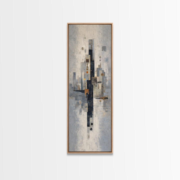 Dark Abstract City Skyline Canvas Print, Basement Art, Bar Wall Art, Living Room Decor, Abstract Art, Retreat, Neutral Decor, BAS-1x3-67