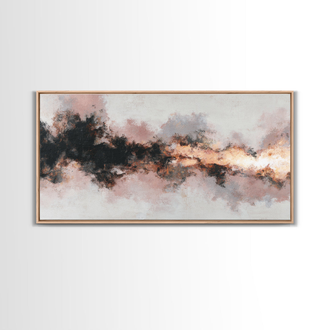 Moody Abstract Flames and Smoke Composition Framed Canvas Print, Basement Art, Trendy Wall Art, Living Room Decor, Abstract Art, BAS-2x1-92