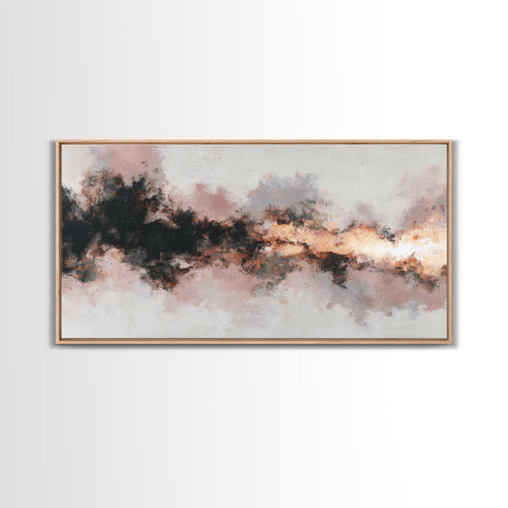 Moody Abstract Flames and Smoke Composition Framed Canvas Print, Basement Art, Trendy Wall Art, Living Room Decor, Abstract Art, BAS-2x1-92