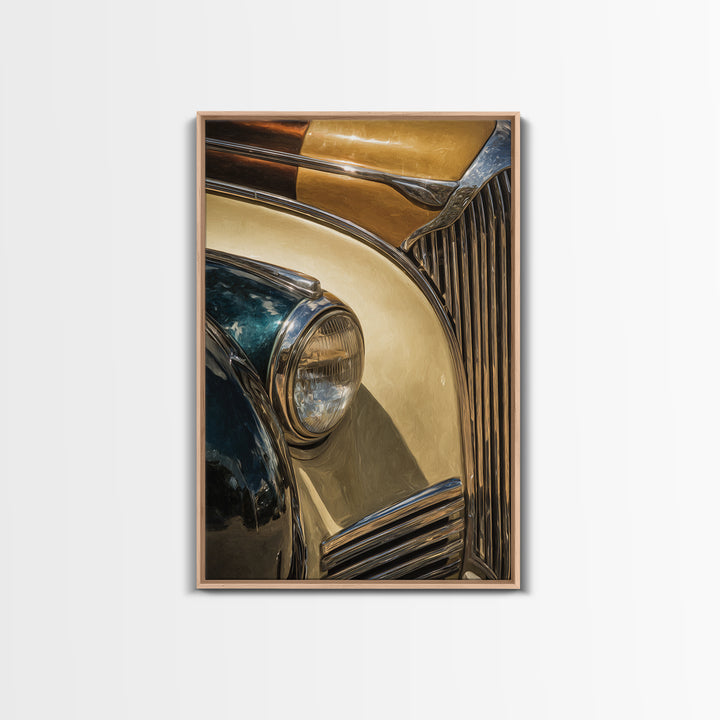 Classic Car Front Grill Closeup Canvas Print, Basement Art, Minimalist Decor, Living Room Decor, Retreat, Western Decor, BAS-2x3-54