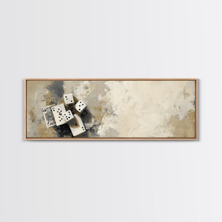Poker Cards and Dice Canvas Print, Basement Art, Art Print, Living Room Decor, Retreat, Digital Wall Art, Classroom Decor, BAS-3x1-48