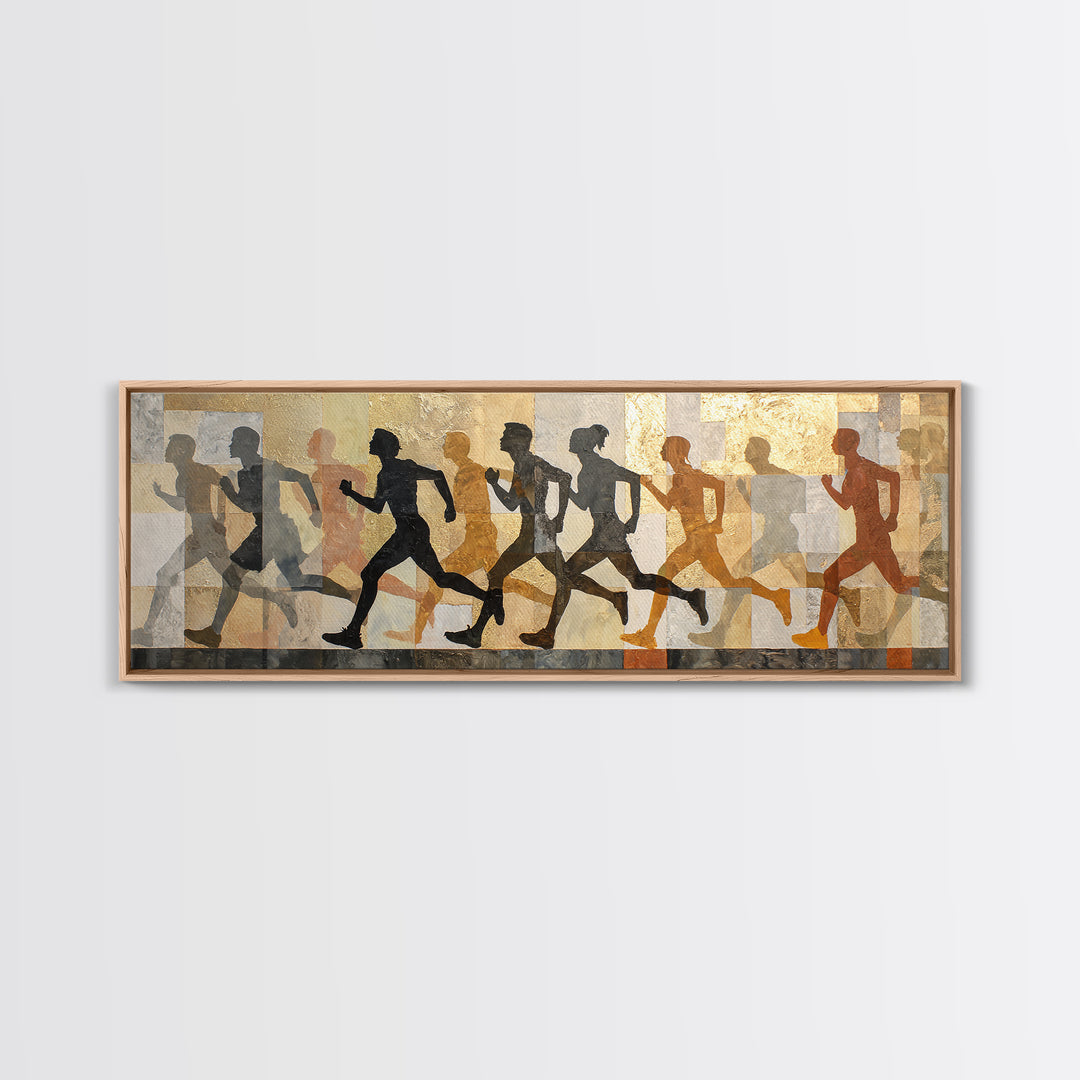 Large Monochrome Sports Action Figure Silhouette Canvas Print, Basement Art, Textured Painting, Living Room Decor, Retreat, BAS-3x1-56