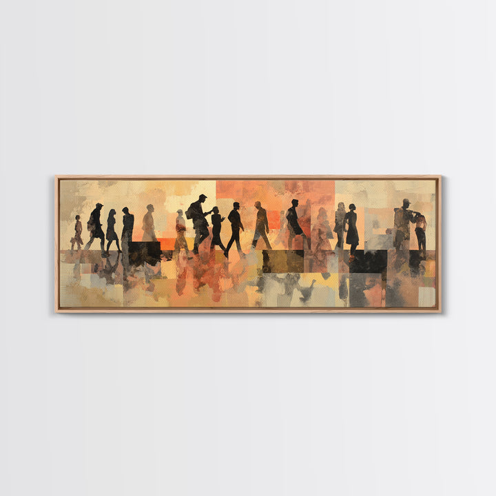 Large Monochrome Sports Action Figure Silhouette Canvas Print, Basement Art, Rustic Wall Art, Living Room Decor, Oil Painting, BAS-3x1-8