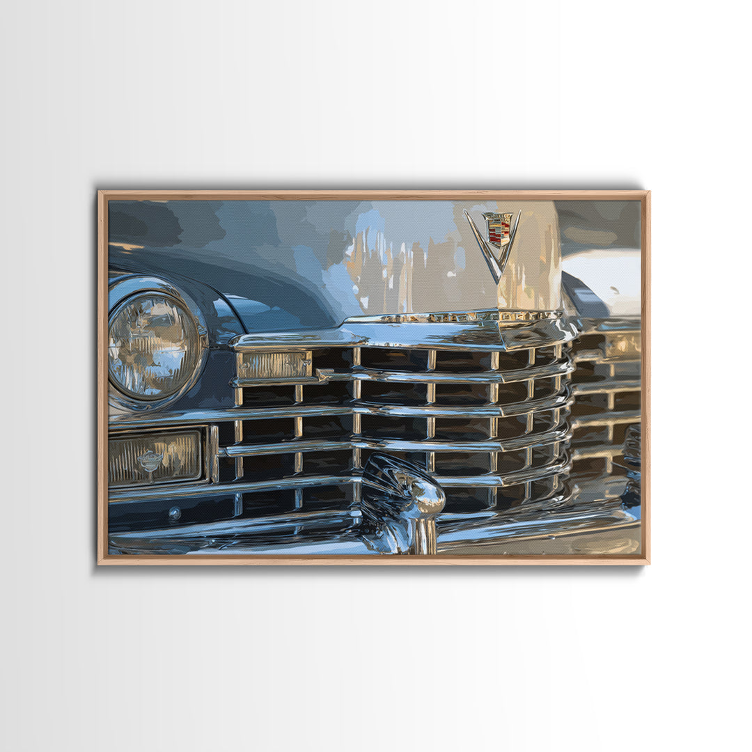 Classic Car Front Grill Closeup Framed Canvas Print, Basement Art, Canvas, Living Room Decor, Fine Art, Retreat, Bar Art, BAS-3x2-2