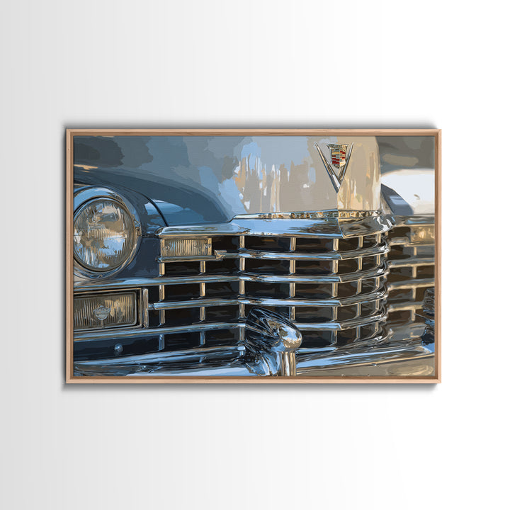 Classic Car Front Grill Closeup Framed Canvas Print, Basement Art, Canvas, Living Room Decor, Fine Art, Retreat, Bar Art, BAS-3x2-2