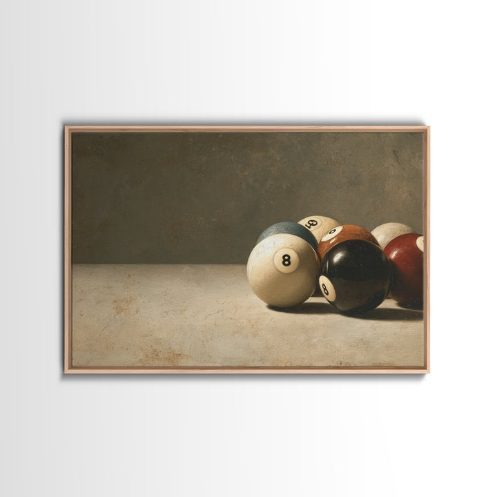 Bold Billiards Eight Ball Composition Canvas Print, Basement Art, Digital Art Download, Living Room Decor, Fine Art, Retreat, BAS-3x2-32