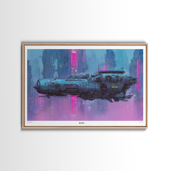 Retro Sci Fi Spaceship Poster for Entertainment Canvas Print, Basement Art, First Home Gift, Living Room Decor, Retreat, BAS-3x2-93