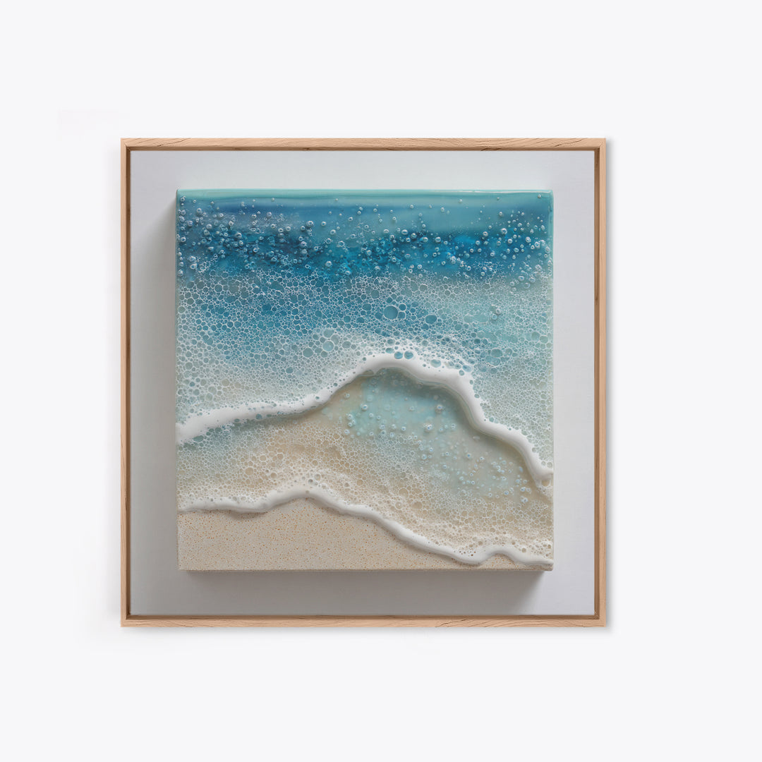 Calming Blue Ocean Wave Study Framed Canvas Print, Bathroom Art, Retro Wall Art, Bathroom Decor, Fine Art, Spa, Modern Decor, BAT-1x1-1
