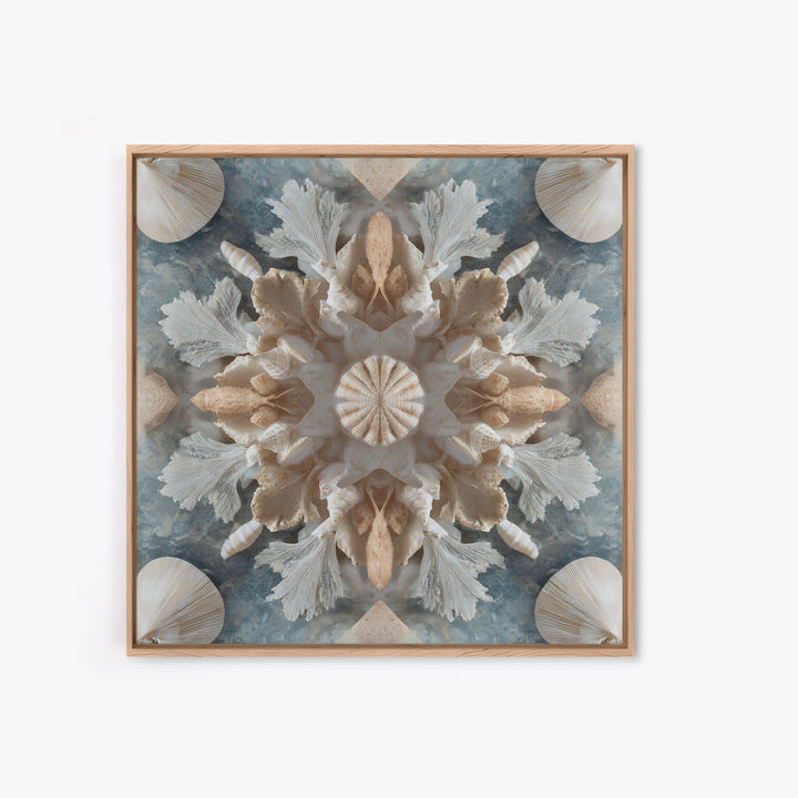Coral and Shell Arrangement Framed Canvas Print, Bathroom Art, Bathroom Decor, Fine Art, Spa, Bathroom Accessories, Modern Art, BAT-1x1-11
