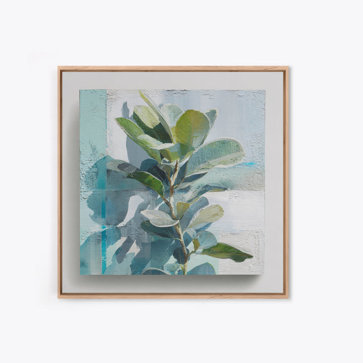 Sunlit Window Plant Shadow on Plaster Canvas Print, Bathroom Art, Dog Portrait, Bathroom Decor, Spa, Minimalist Wall Art, BAT-1x1-18