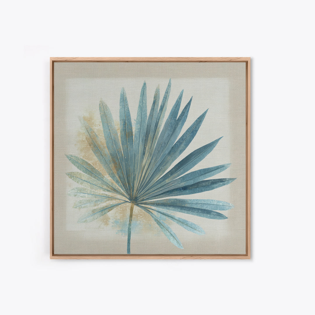 Simple Palm Frond on Off White Linen Canvas Print, Bathroom Art, Bathroom Decor, Abstract Art, Spa, Modern Wall Art, BAT-1x1-23