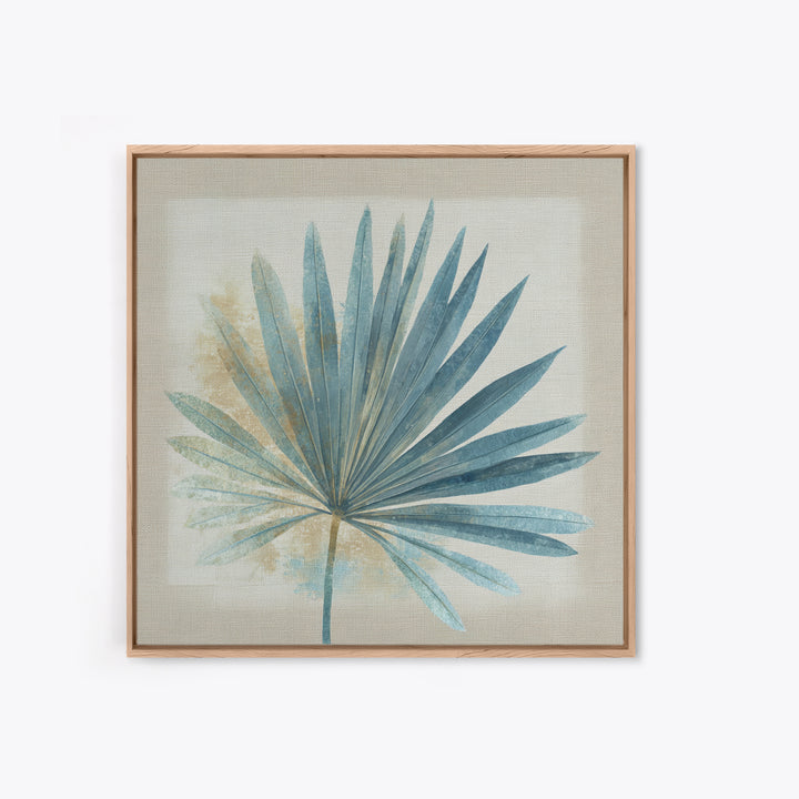 Simple Palm Frond on Off White Linen Canvas Print, Bathroom Art, Bathroom Decor, Abstract Art, Spa, Modern Wall Art, BAT-1x1-23