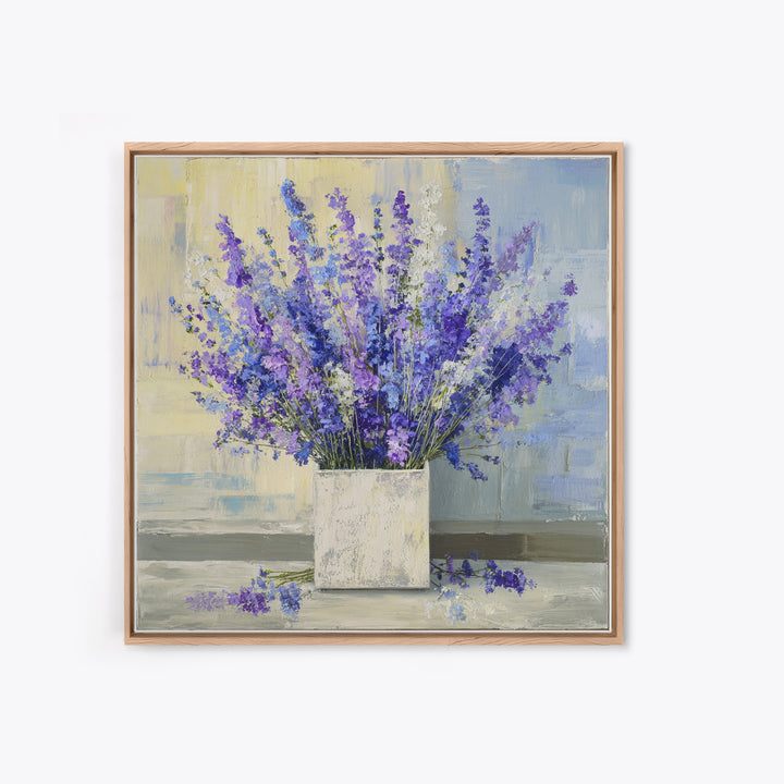Lavender Sprigs in a Ceramic Vase Canvas Print, Bathroom Art, Bathroom Wall Art, Bathroom Decor, Watercolor Art, Spa, BAT-1x1-36