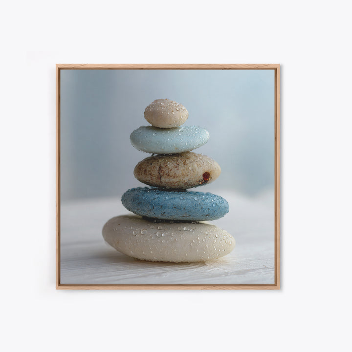 Monochrome Pebble Stack Framed Canvas Print, Bathroom Art, Bathroom Art Decor, Bathroom Decor, Oil Painting, Spa, Boho Decor, BAT-1x1-61