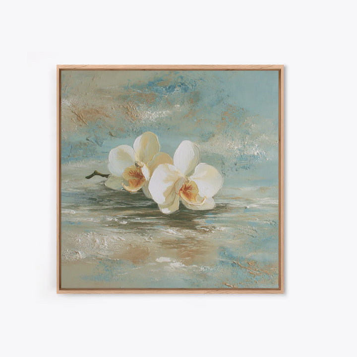 White Orchid on Warm Stone Background Canvas Print, Bathroom Art, Bathroom Art Decor, Bathroom Decor, Fine Art, Spa, Boho Decor, BAT-1x1-76