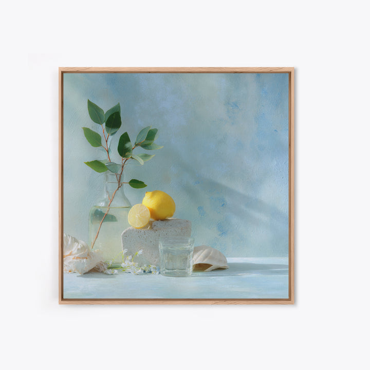Lemon and Botanical Still Life Framed Canvas Print, Bathroom Art, Funny Bathroom Art, Bathroom Decor, Fine Art, Spa, Art Print, BAT-1x1-78
