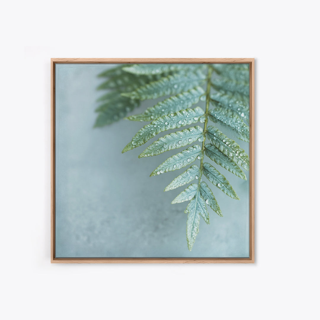 Green Fern Frond Closeup Canvas Print, Bathroom Art, Halloween Art, Bathroom Decor, Oil Painting, Spa, Textured Painting, BAT-1x1-82
