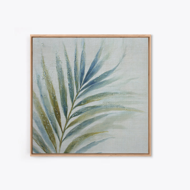 Simple Palm Frond on Off White Linen Canvas Print, Bathroom Art, Bathroom Print, Bathroom Decor, Abstract Art, Spa, BAT-1x1-95