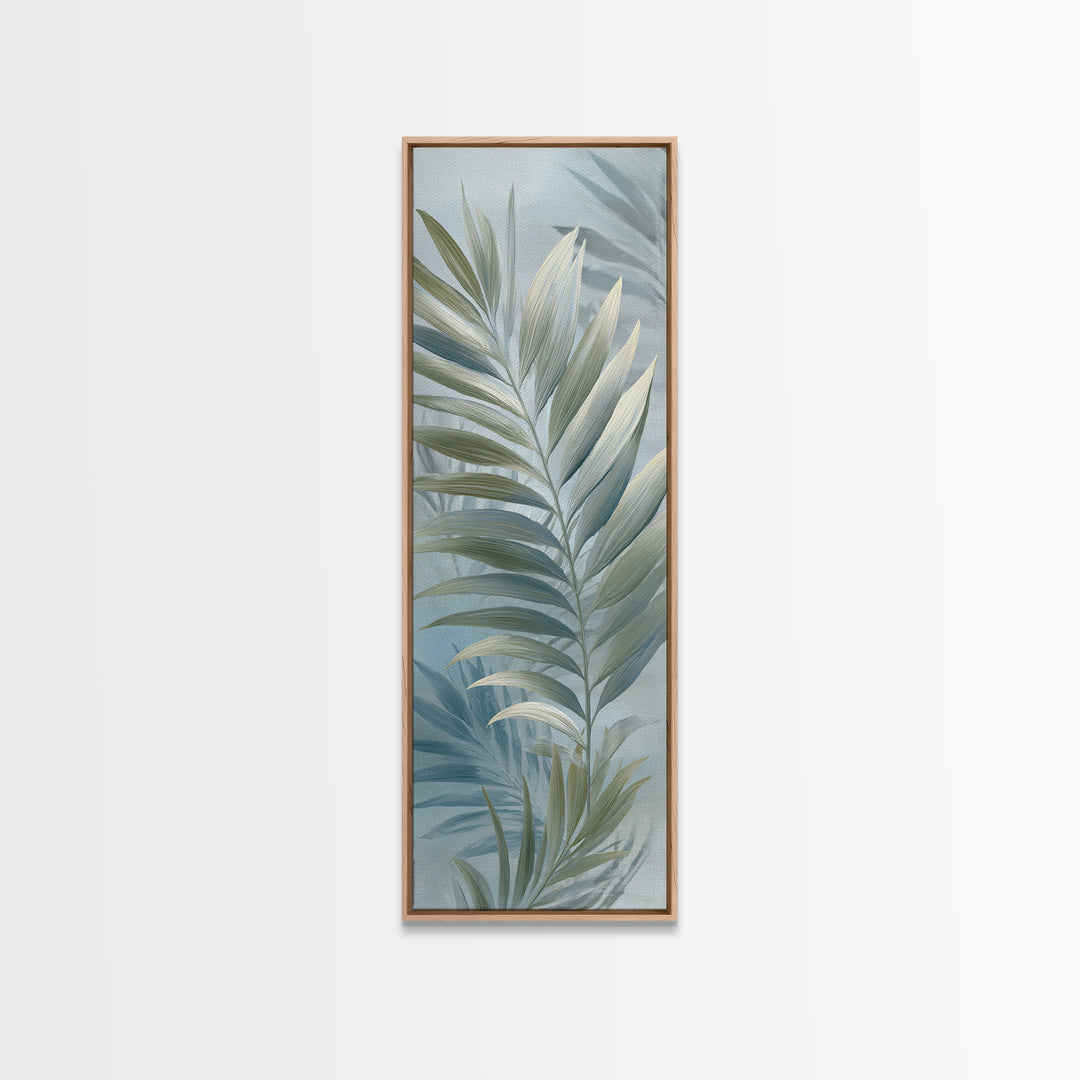 Simple Palm Frond on Off White Linen Canvas Print, Bathroom Art, Bathroom Wall Art, Bathroom Decor, Spa, Retro Wall Art, BAT-1x3-11