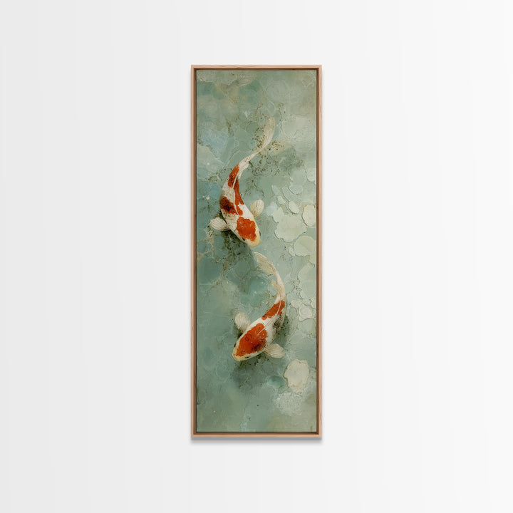 Minimal Koi Fish Swimming Through Clear Water Framed Canvas Print, Bathroom Art, Bathroom Print, Bathroom Decor, Fine Art, Spa, BAT-1x3-20