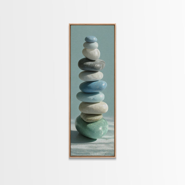 Monochrome Pebble Stack Canvas Print, Bathroom Art, Textured Painting, Bathroom Decor, Fine Art, Spa, Bathroom Wall Art, BAT-1x3-25