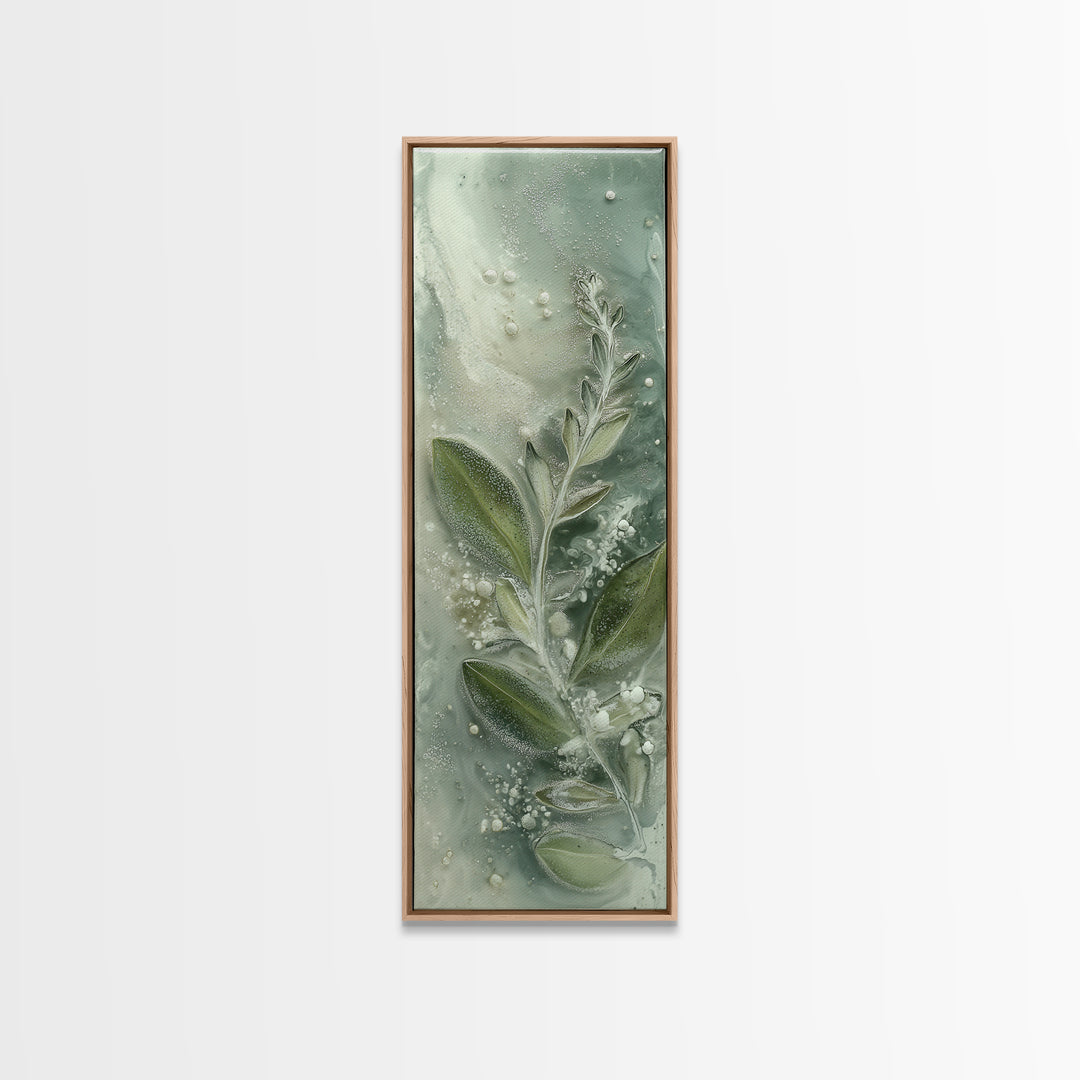 Botanical Bath Herb Arrangement Framed Canvas Print, Bathroom Art, Bathroom Wallpaper, Bathroom Decor, Fine Art, Spa, BAT-1x3-29