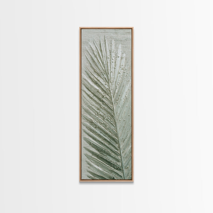 Simple Palm Frond on Off White Linen Canvas Print, Bathroom Art, Fine Art Print, Bathroom Decor, Abstract Art, Spa, Poster, BAT-1x3-35