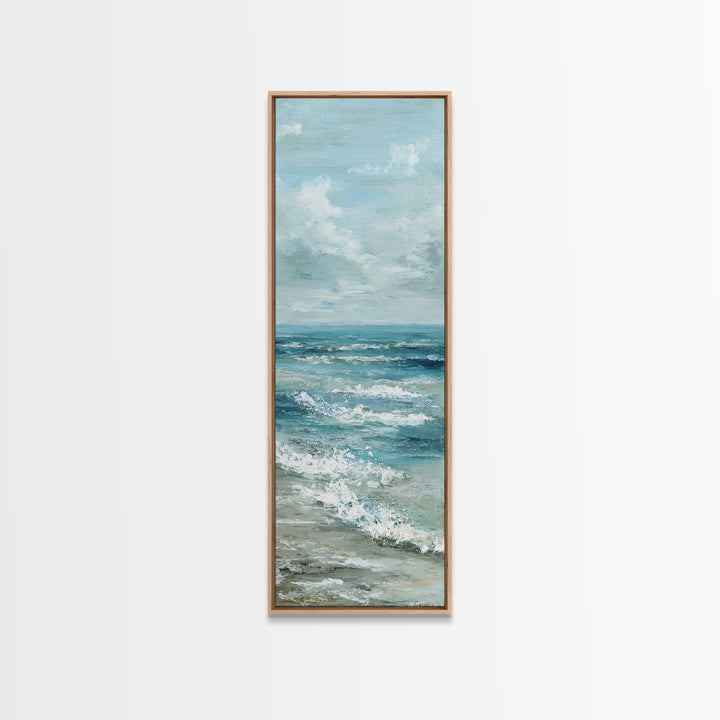 Calming Blue Ocean Wave Study Canvas Print, Bathroom Art, Halloween Art, Bathroom Decor, Oil Painting, Spa, Textured Painting, BAT-1x3-37