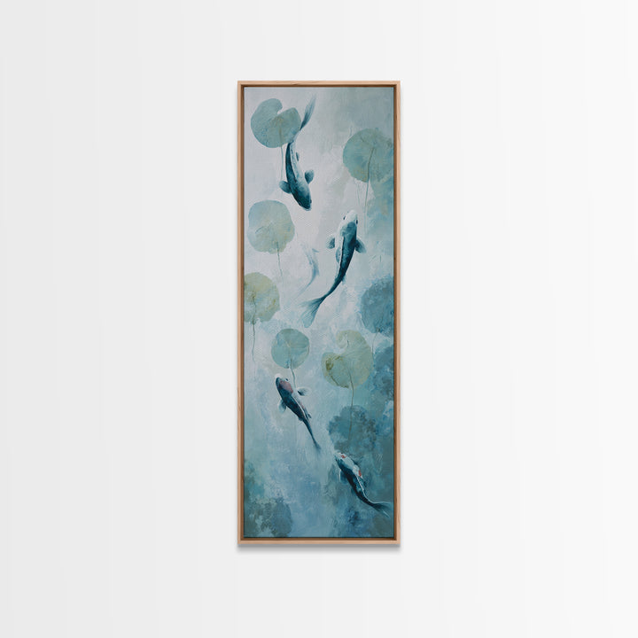 Minimal Koi Fish Swimming Through Clear Water Canvas Print, Bathroom Art, Statement Artwork, Bathroom Decor, Fine Art, Spa, BAT-1x3-44