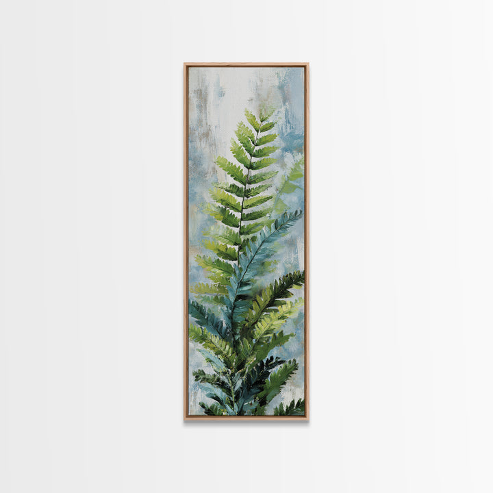 Green Fern Frond Closeup Framed Canvas Print, Bathroom Art, Modern Art, Bathroom Decor, Fine Art, Spa, Statement Artwork, BAT-1x3-46