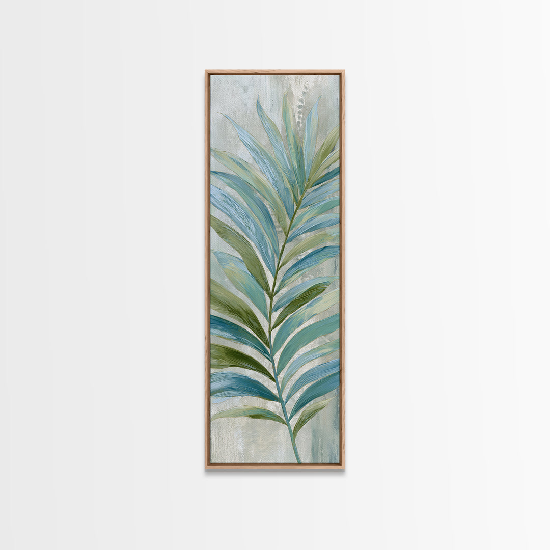 Simple Palm Frond on Off White Linen Canvas Print, Bathroom Art, Home Decor, Bathroom Decor, Fine Art, Spa, Canvas Wall Art, BAT-1x3-59